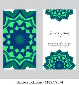 Set of Template greeting card, invitation with space for text. Mandala design. Vector illustration.