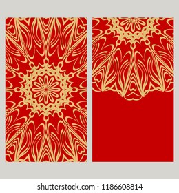 Set of Template greeting card, invitation with space for text. Mandala design. Vector illustration