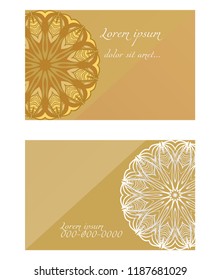 Set of Template greeting card, invitation with space for text. Mandala design. Vector illustration.