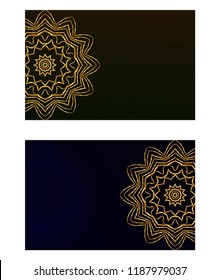 Set of Template greeting card, invitation with space for text. Mandala design. Vector illustration.