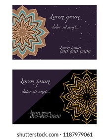 Set of Template greeting card, invitation with space for text. Mandala design. Vector illustration.