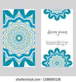 Set of Template greeting card, invitation with space for text. Mandala design. Vector illustration.