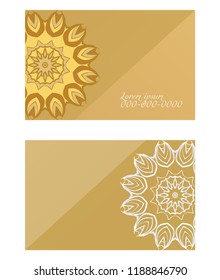 Set of Template greeting card, invitation with space for text. Mandala design. Vector illustration.