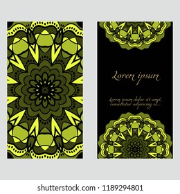 Set of Template greeting card, invitation with space for text. Mandala design. Vector illustration.