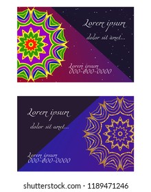 Set of Template greeting card, invitation with space for text. Mandala design. Vector illustration.