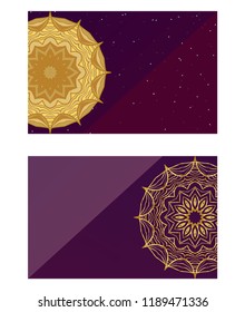 Set of Template greeting card, invitation with space for text. Mandala design. Vector illustration.