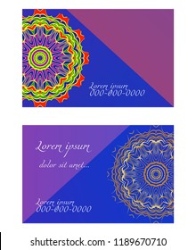 Set of Template greeting card, invitation with space for text. Mandala design. Vector illustration.
