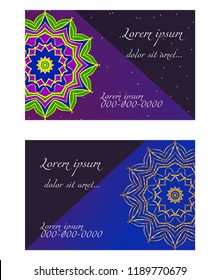 Set of Template greeting card, invitation with space for text. Mandala design. Vector illustration.