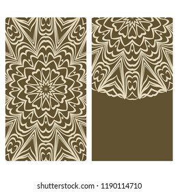 Set of Template greeting card, invitation with space for text. Mandala design. Vector illustration