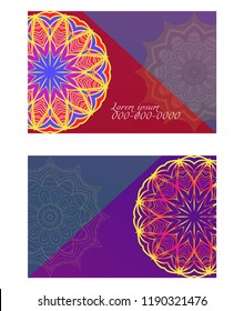 Set of Template greeting card, invitation with space for text. Mandala design. Vector illustration.