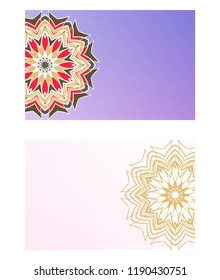 Set of Template greeting card, invitation with space for text. Mandala design. Vector illustration.