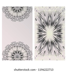 Set of Template greeting card, invitation with space for text. Mandala design. Vector illustration.