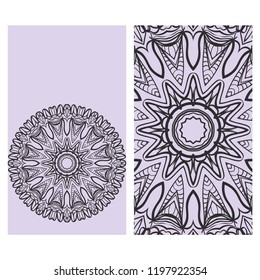 Set of Template greeting card, invitation with space for text. Mandala design. Vector illustration.