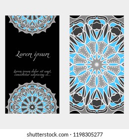 Set of Template greeting card, invitation with space for text. Mandala design. Vector illustration.