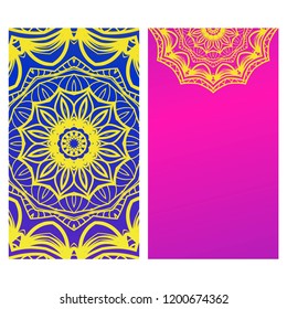 Set of Template greeting card, invitation with space for text. Mandala design. Vector illustration.