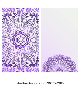 Set of Template greeting card, invitation with space for text. Mandala design. Vector illustration.