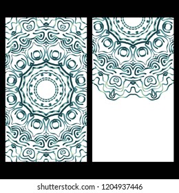 Set of Template greeting card, invitation with space for text. Mandala design. Vector illustration
