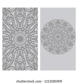 Set of Template greeting card, invitation with space for text. Mandala design. Vector illustration
