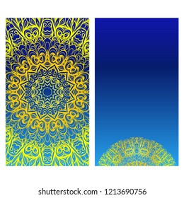 Set of Template greeting card, invitation with space for text. Mandala design. Vector illustration.