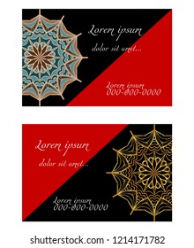 Set of Template greeting card, invitation with space for text. Mandala design. Vector illustration.