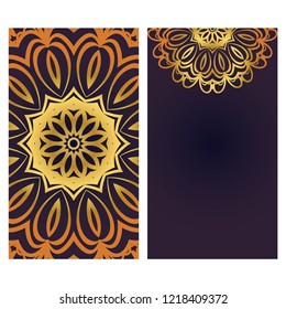 Set of Template greeting card, invitation with space for text. Mandala design. Vector illustration
