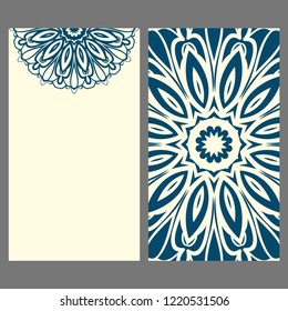 Set of Template greeting card, invitation with space for text. Mandala design. Vector illustration