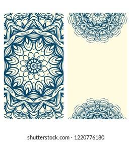 Set of Template greeting card, invitation with space for text. Mandala design. Vector illustration.