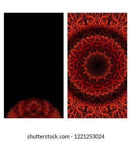 Set of Template greeting card, invitation with space for text. Mandala design. Vector illustration.