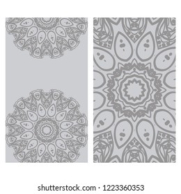 Set of Template greeting card, invitation with space for text. Mandala design. Vector illustration