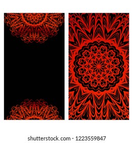 Set of Template greeting card, invitation with space for text. Mandala design. Vector illustration.