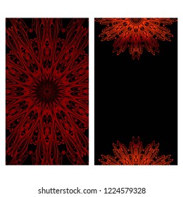 Set of Template greeting card, invitation with space for text. Mandala design. Vector illustration.