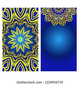 Set of Template greeting card, invitation with space for text. Mandala design. Vector illustration