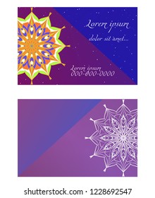 Set of Template greeting card, invitation with space for text. Mandala design. Vector illustration.