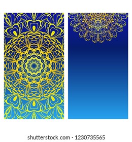 Set of Template greeting card, invitation with space for text. Mandala design. Vector illustration.
