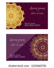 Set of Template greeting card, invitation with space for text. Mandala design. Vector illustration.
