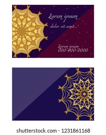 Set of Template greeting card, invitation with space for text. Mandala design. Vector illustration.