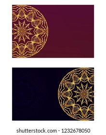 Set of Template greeting card, invitation with space for text. Mandala design. Vector illustration.