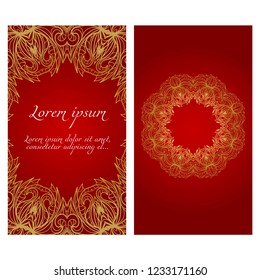 Set of Template greeting card, invitation with space for text. Floral frame design. Vector illustration.