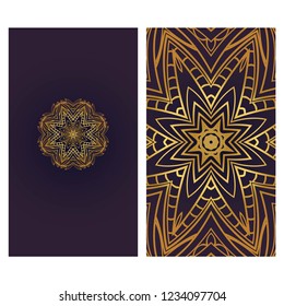 Set of Template greeting card, invitation with space for text. Mandala design. Vector illustration.