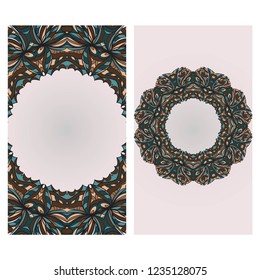Set of Template greeting card, invitation with space for text. Floral frame design. Vector illustration.