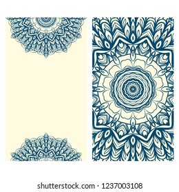 Set of Template greeting card, invitation with space for text. Mandala design. Vector illustration.