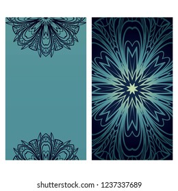 Set of Template greeting card, invitation with space for text. Mandala design. Vector illustration.