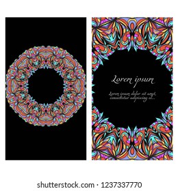 Set of Template greeting card, invitation with space for text. Floral frame design. Vector illustration.