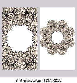 Set of Template greeting card, invitation with space for text. Floral frame design. Vector illustration.