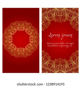 Set of Template greeting card, invitation with space for text. Floral frame design. Vector illustration.