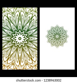 Set of Template greeting card, invitation with space for text. Mandala design. Vector illustration.