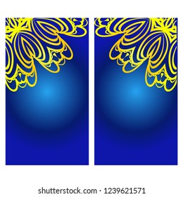 Set of Template greeting card, invitation with space for text. Mandala design. Vector illustration