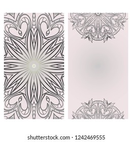 Set of Template greeting card, invitation with space for text. Mandala design. Vector illustration.