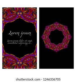 Set of Template greeting card, invitation with space for text. Floral frame design. Vector illustration.