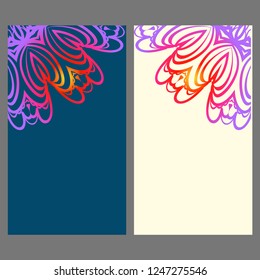 Set of Template greeting card, invitation with space for text. Mandala design. Vector illustration